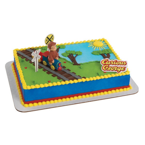 CURIOUS GEORGE Cake Topper Train Set Birthday Party Cake Decoration Decoset Craft Supply