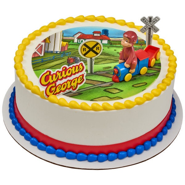 CURIOUS GEORGE Cake Topper Train Set Birthday Party Cake Decoration Decoset Craft Supply