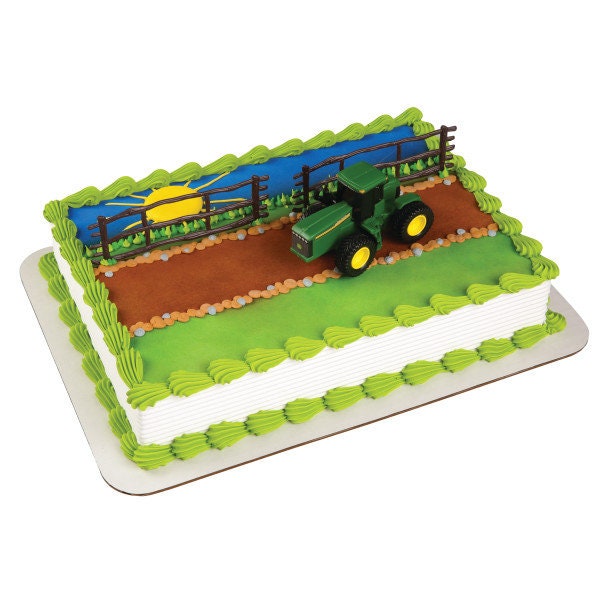 JOHN DEERE Cake Topper Tractor Farm Fence Birthday Party Cake Decoration Decoset