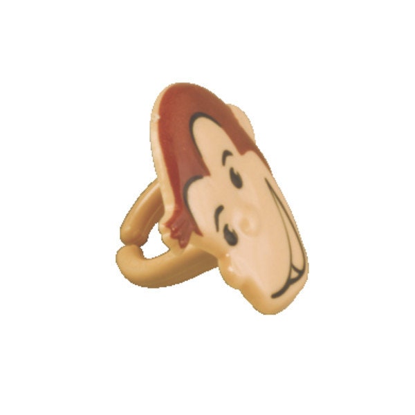 12 CURIOUS GEORGE Cupcake Rings Birthday Cake Toppers Party Decoration Picks Craft Supply