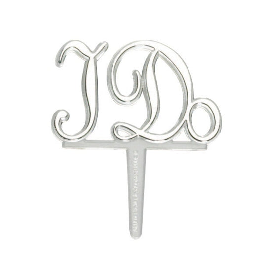 I DO Cupcake Picks (12) Silver Wedding Bridal Shower Cake Toppers Rings Party Decoration