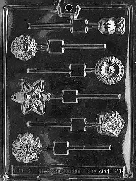 ASSORTED FLOWERS LOLLY Sucker Chocolate Candy Mold Craft Supply