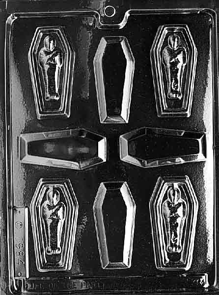 CASKET WITH MUMMY Halloween Chocolate Candy Mold Craft Supply