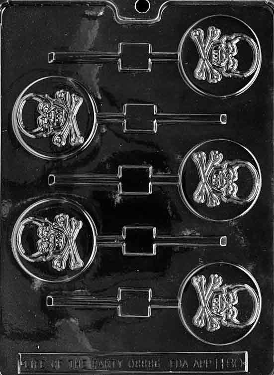 SKULL AND CROSSBONES Lolly Halloween Sucker Chocolate Candy Mold Craft Supply
