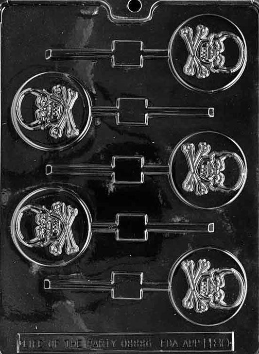 SKULL AND CROSSBONES Lolly Halloween Sucker Chocolate Candy Mold Craft Supply