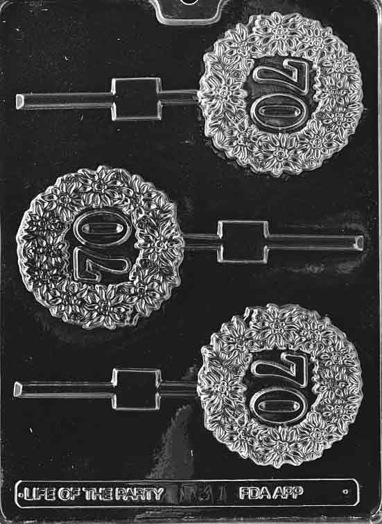 70TH ANNIVERSARY LOLLY Sucker Chocolate Candy Mold Craft Supply