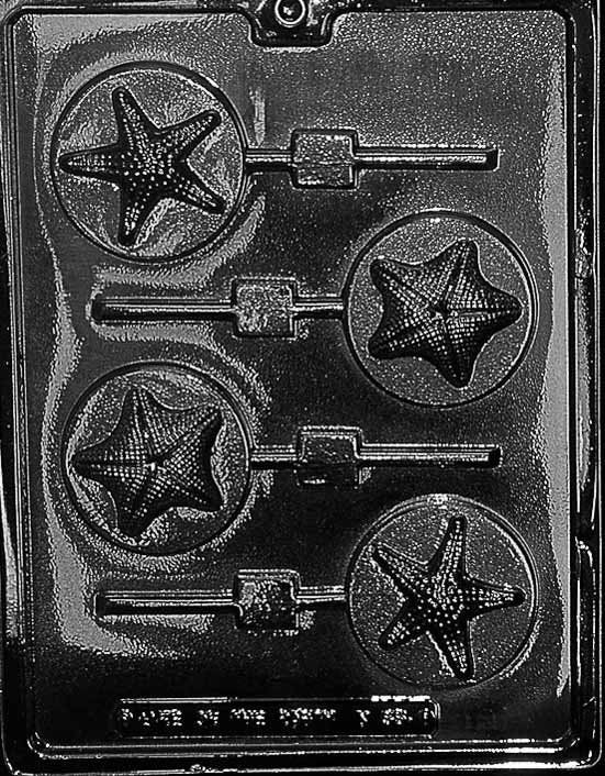 STARFISH ON ROUND Lolly Pops Sucker Chocolate Candy Mold Craft Supply