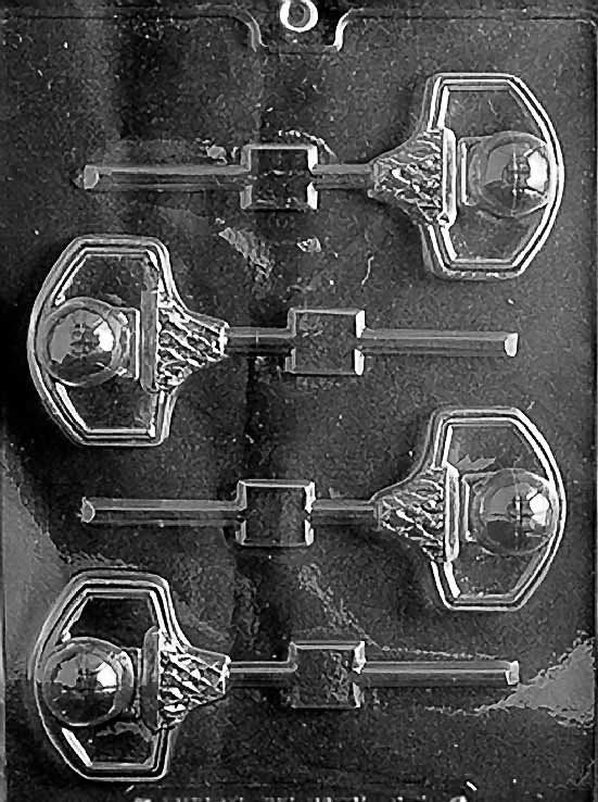 BASKETBALL & NET LOLLY Sucker Chocolate Candy Mold Craft Supply