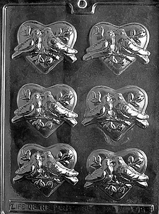 HEARTS WITH DOVES Valentines Chocolate Candy Mold Craft Supply