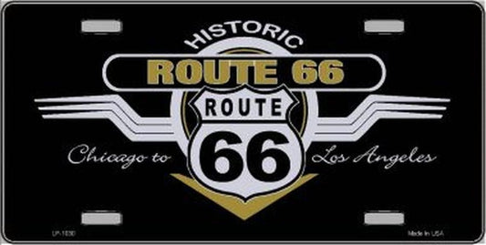 ROUTE 66 Shield & Wing Metal License Plate Craft Supply