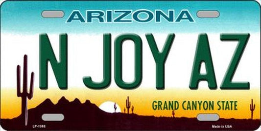 N JOY AZ ARIZONA State Background Metal License Plate
