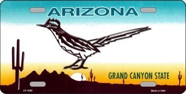 ROADRUNNER ARIZONA State Background Metal License Plate