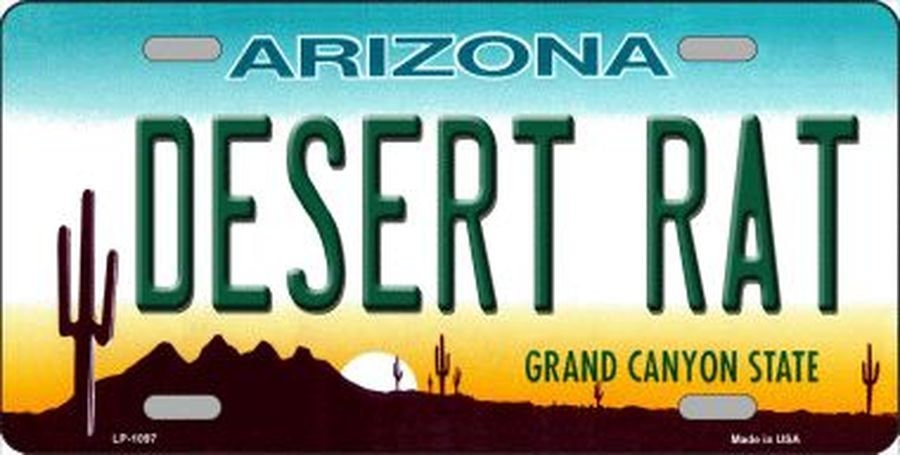 DESERT RAT ARIZONA State Background Metal License Plate Craft Supply