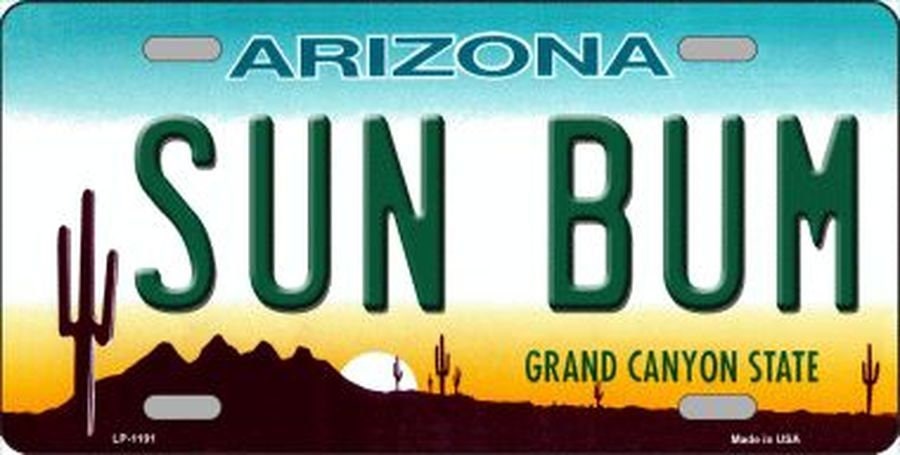 SUN BUM ARIZONA State Background Metal License Plate