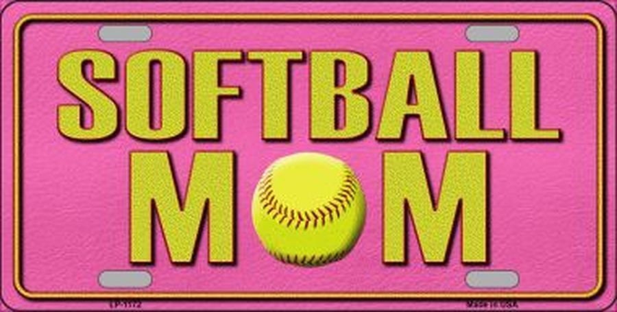 SOFTBALL MOM Metal License Plate Craft Supply