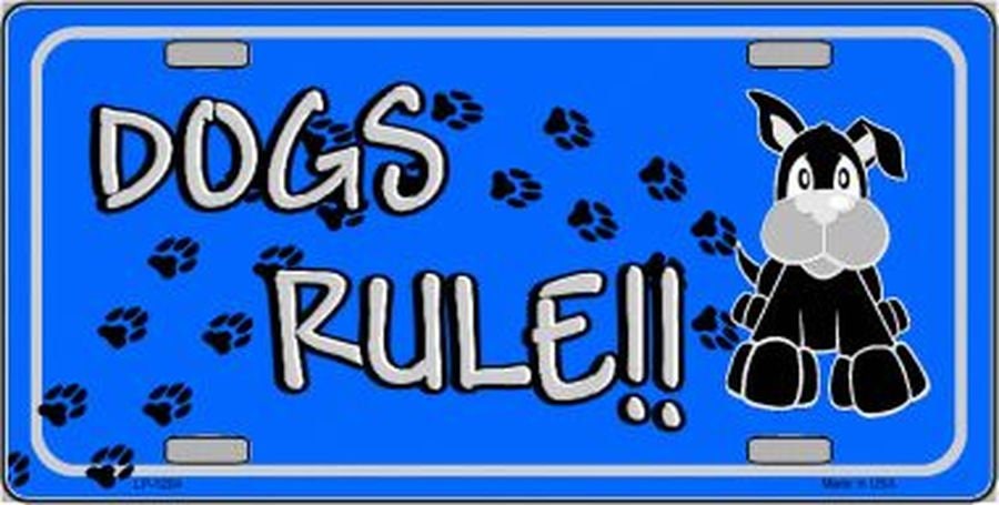 DOGS RULE Metal License Plate Craft Supply