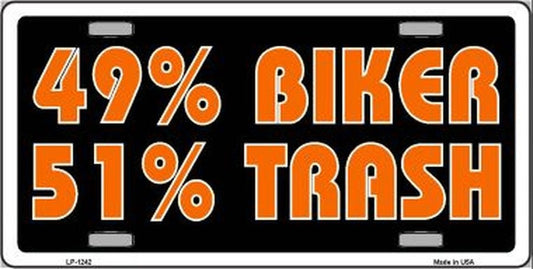 BIKER TRASH Funny Metal License Plate