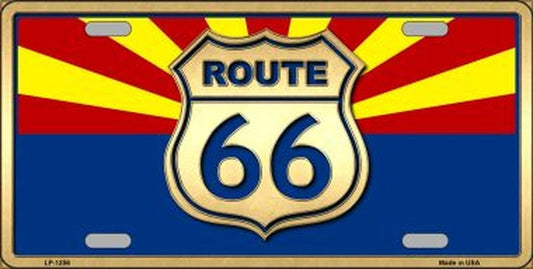 ROUTE 66 Arizona State Flag Metal License Plate