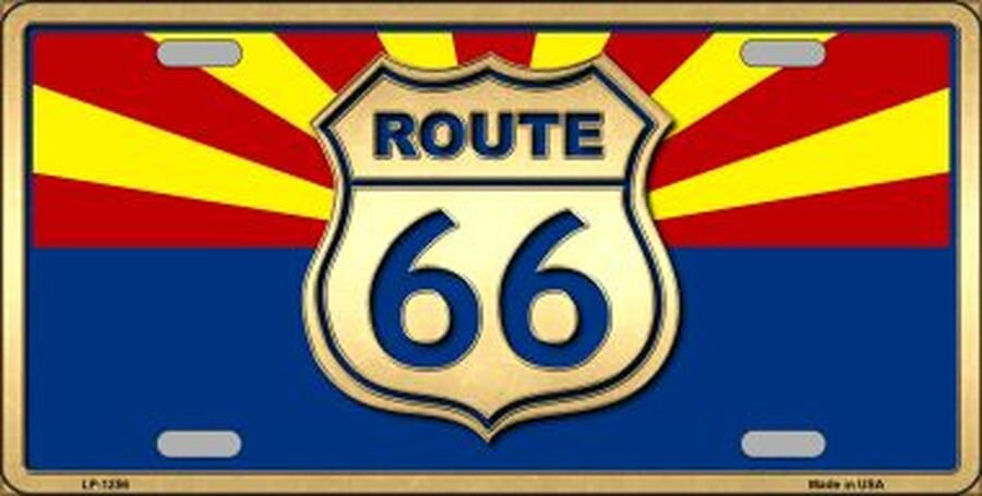 ROUTE 66 Arizona State Flag Metal License Plate Craft Supply
