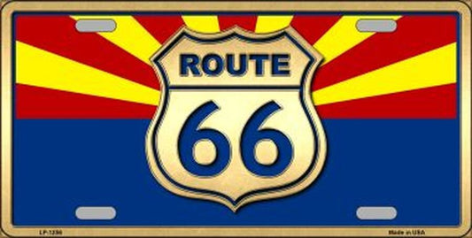 ROUTE 66 Arizona State Flag Metal License Plate Craft Supply