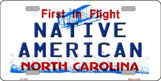 NORTH CAROLINA Native American State Background Metal License Plate