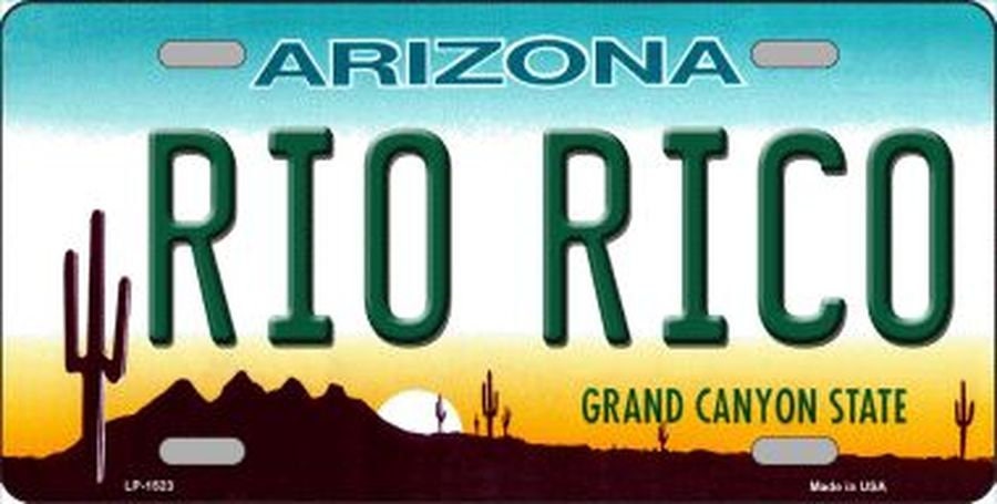 RIO RICO Arizona State Background Metal License Plate