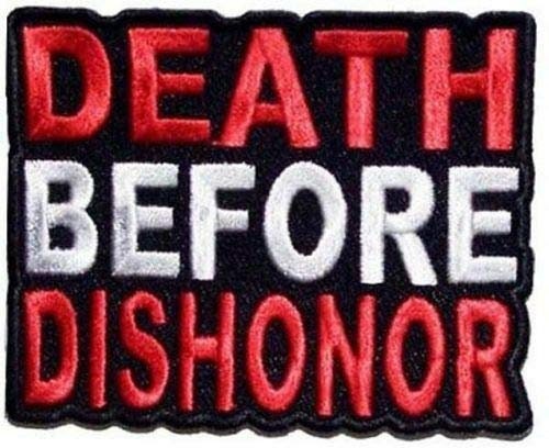 DEATH BEFORE DISHONOR Red & White Biker Motorcycle Embroidered Patch Craft Supply