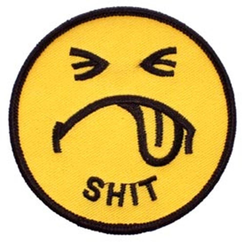 SHIT SMILEY Face Funny Embroidered Patch Craft Supply
