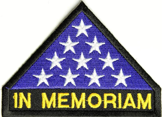 IN MEMORIAM FOLDED Us Flag Military Embroidered Patch Craft Supply