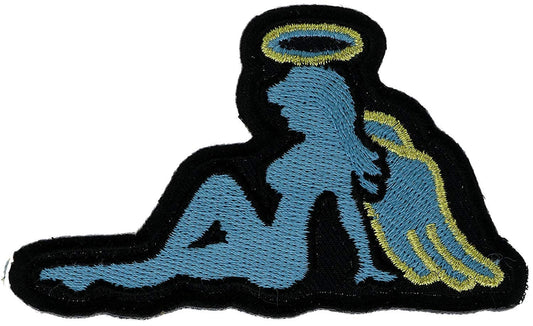 ANGEL GIRL Blue Motorcycle Biker Embroidered Patch Craft Supply