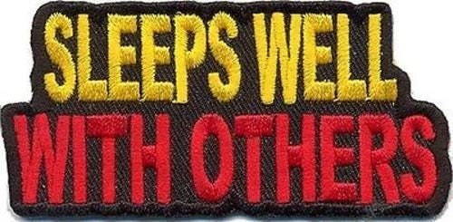Sleeps Well With Others Funny Biker Motorcycle Embroidered Patch