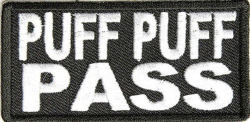 PUFF PUFF PASS Weed 420 Marijuana Motorcycle Biker Embroidered Patch