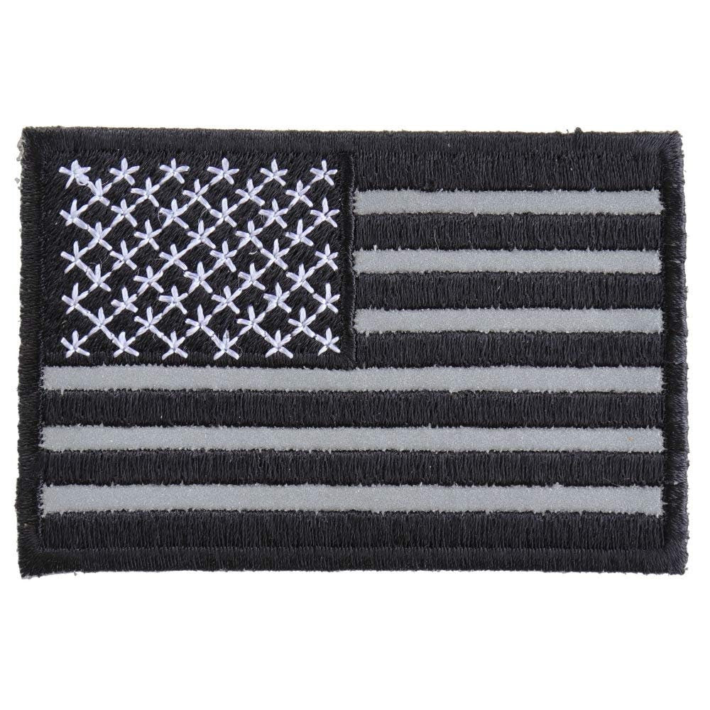 AMERICAN FLAG REFLECTIVE Us Black White Embroidered Patch Craft Supply