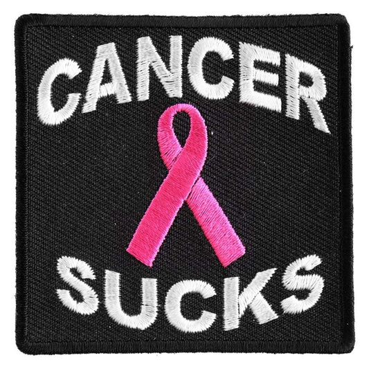 CANCER SUCKS Pink Ribbon Awareness Embroidered Patch Craft Supply