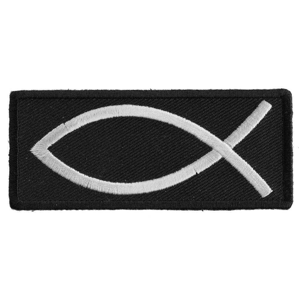 CHRISTIAN FISH SYMBOL Biker Motorcycle Embroidered Patch Craft Supply