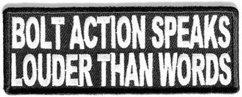 Bolt Action Speaks Louder Than Words Funny Biker Motorcycle Embroidered Patch Craft Supply