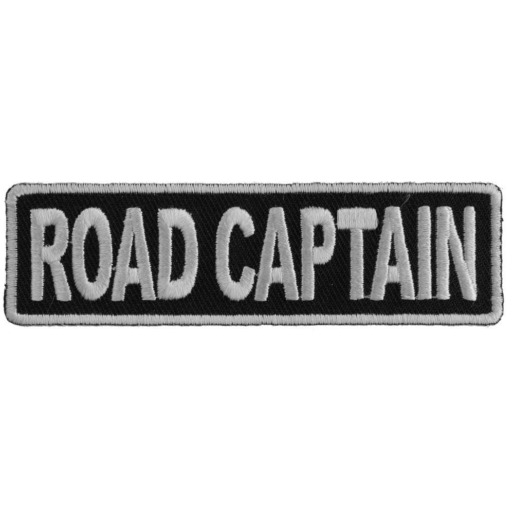 ROAD CAPTAIN White Biker Motorcycle Embroidered Patch Craft Supply