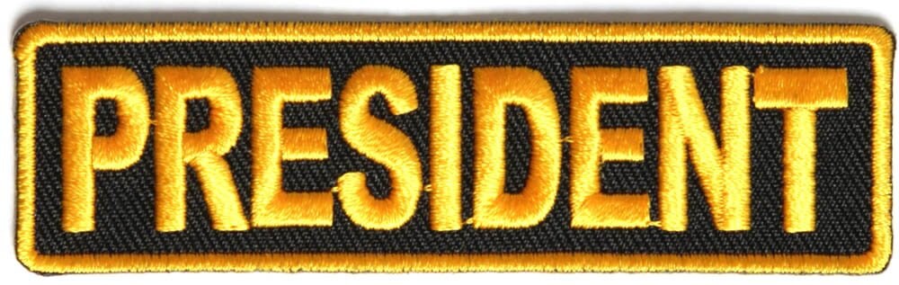 PRESIDENT Yellow Biker Motorcycle Embroidered Patch