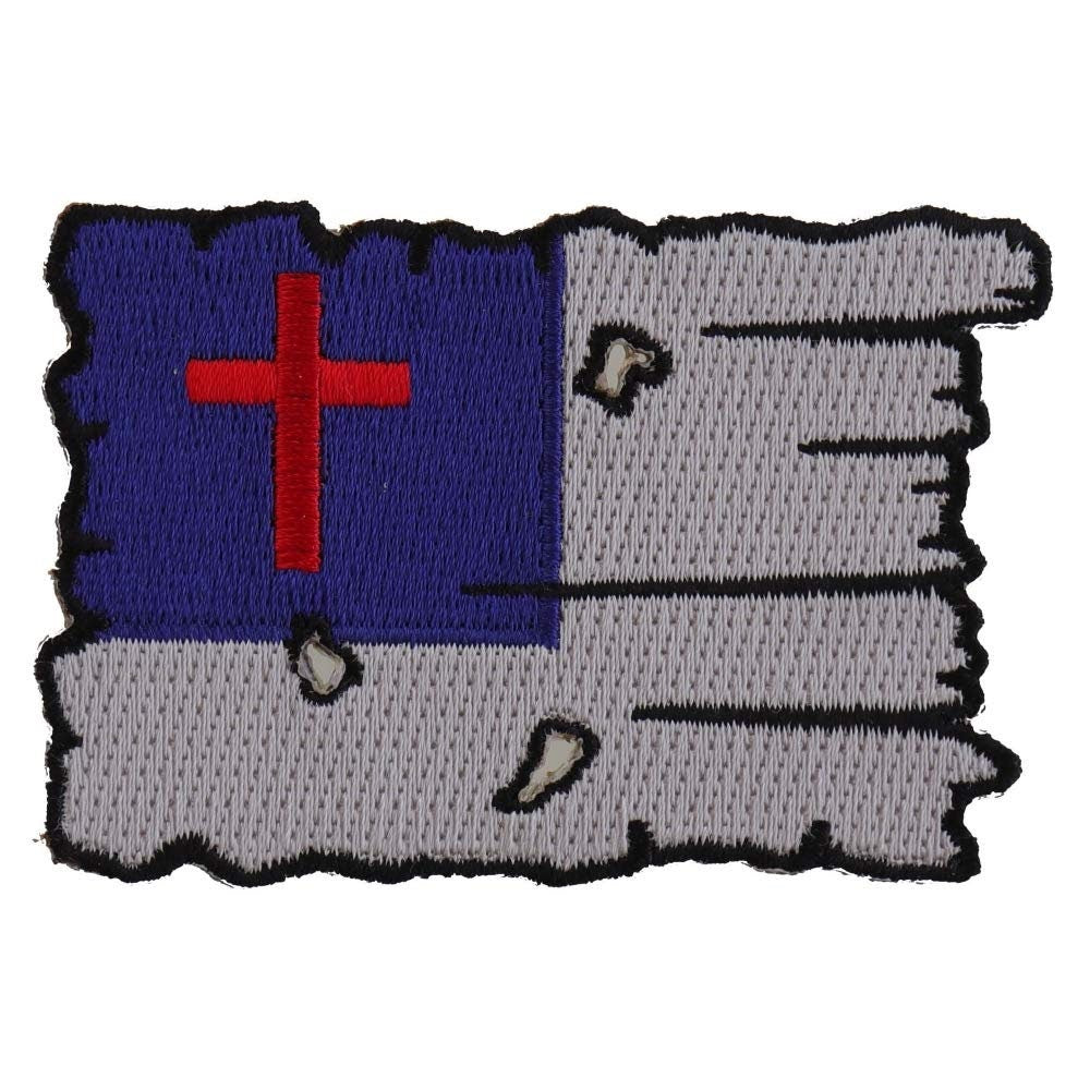 CHRISTIAN FLAG TATTERED Embroidered Patch Craft Supply