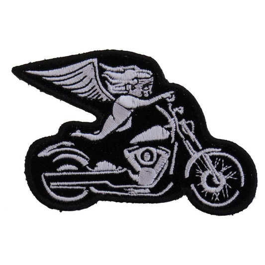 WHITE BIKER ANGEL On Motorcycle Biker Embroidered Patch