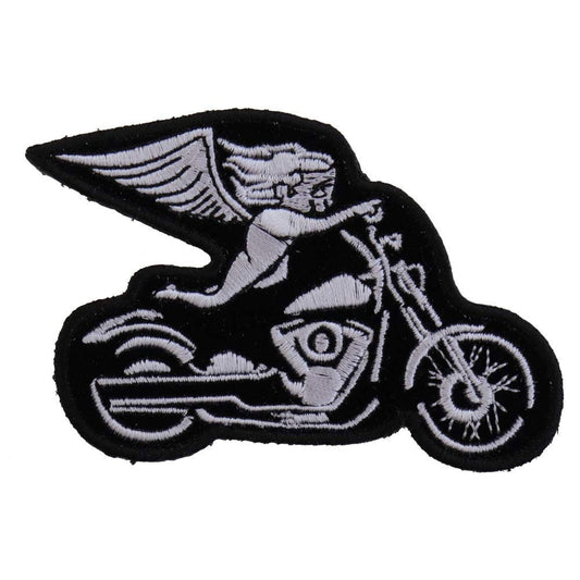 WHITE BIKER ANGEL On Motorcycle Biker Embroidered Patch Craft Supply