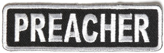 PREACHER Silver Black Christian Biker Motorcycle Embroidered Patch