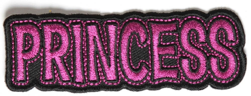 PRINCESS Pink Black Embroidered Patch Craft Supply