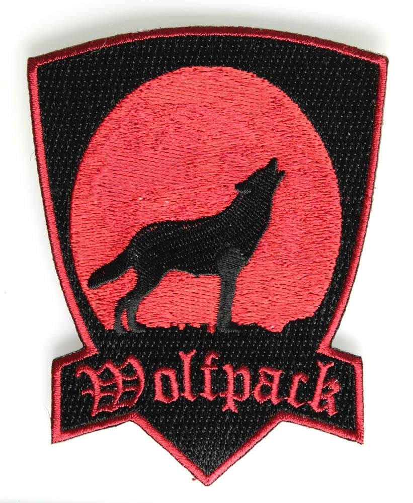 WOLFPACK Red Howling Moon Biker Motorcycle Embroidered Patch