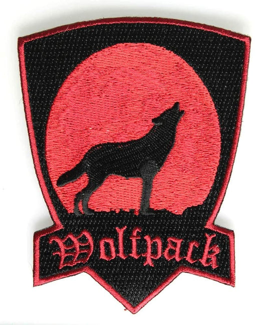 WOLFPACK Red Howling Moon Biker Motorcycle Embroidered Patch