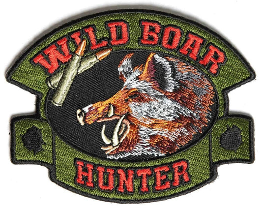 WILD BOAR HUNTER Biker Motorcycle Embroidered Patch Craft Supply