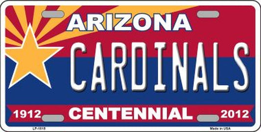 ARIZONA CARDINALS Centennial State Background Metal License Plate