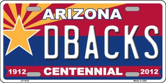 ARIZONA DBACKS Centennial State Background Metal License Plate Diamondbacks