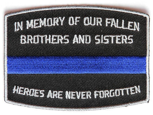 FALLEN POLICE OFFICER Memorial Blue Line Embroidered Patch