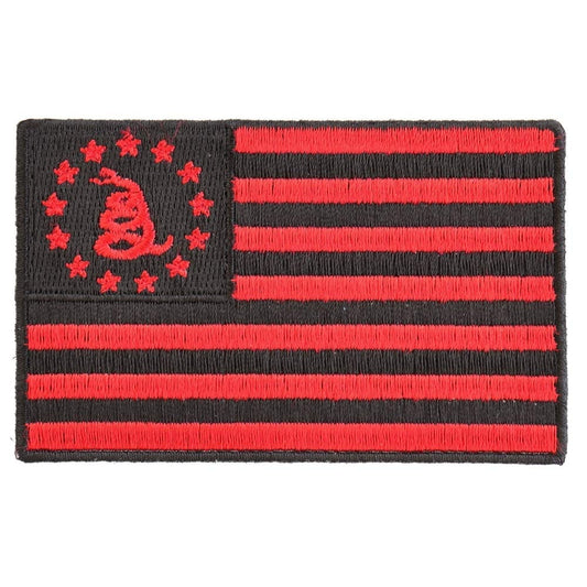 GADSDEN AMERICAN FLAG Red Black Firefighter Embroidered Patch